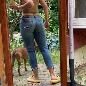 Lucky Brand Sweet Cropped Distressed Stretch Jeans